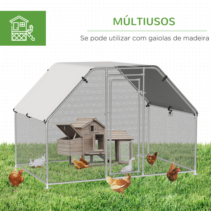 Galinheiro de metal galvanizado cobertura Oxford 280x190x195cm