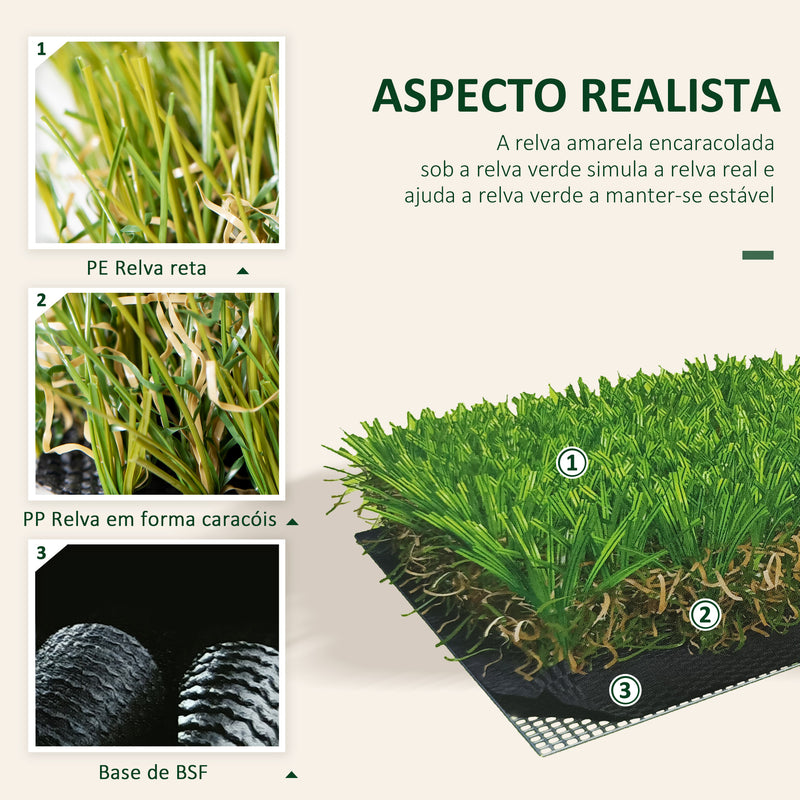 Grama Artificial em Rolo 3x1m Tipo Tapete de Grama Sintética Exterior para Jardim e Terraço 25mm