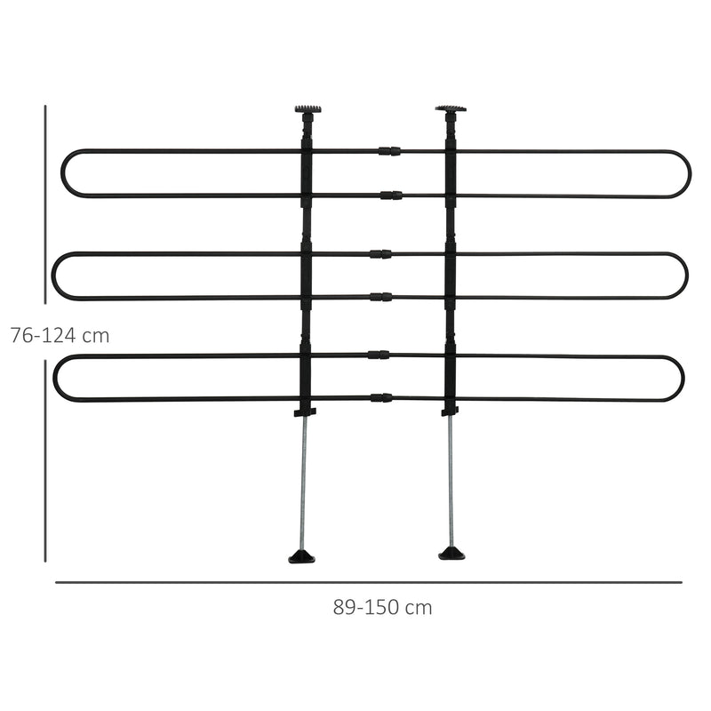 Grade de Segurança Carro para Cães Ajustável 150x9x76-124 cm Grade de Segurança Universal para Porta Malas para Carros Grade de Segurança de Aço Preto