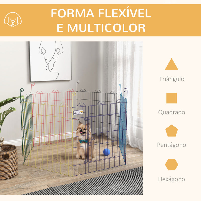 Parque para Animais de Estimação Parque para Cães Dobrável com 6 Painéis para Jardim Pátio Exterior Ø120x60 cm Multicor