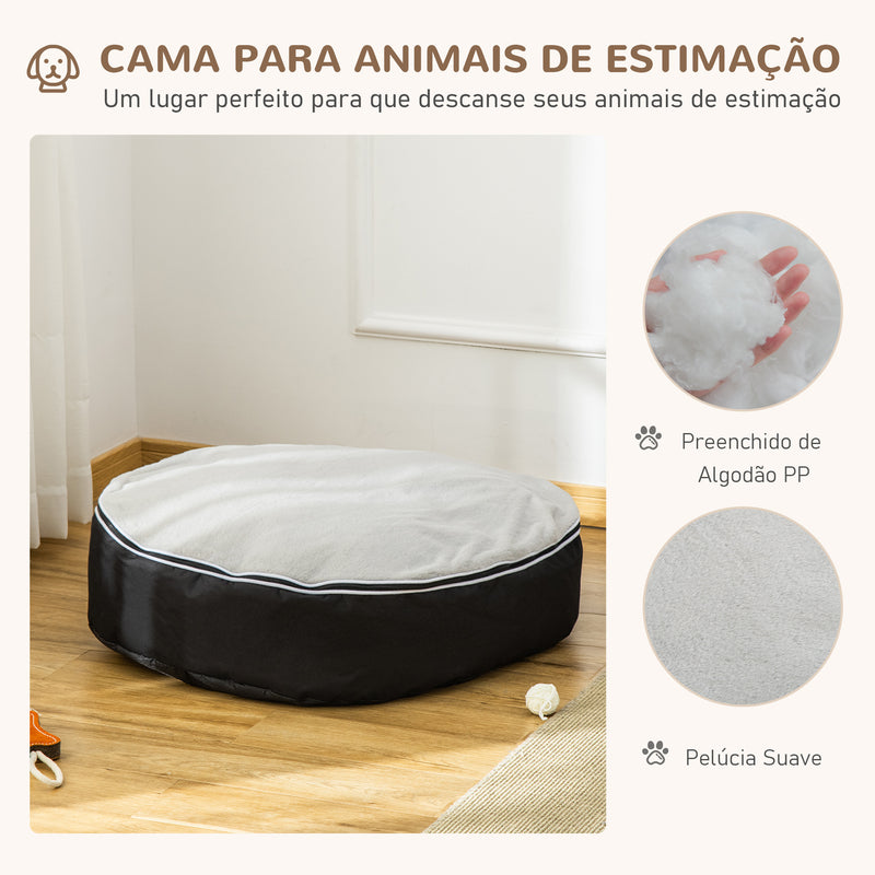 Cama para Cães e Gatos Lavável com Capa Removível Almofada para Cães de Tamanho Mediano Tecido de Oxford e Pelúcia Suave 80x72x18cm Cinza e Preto