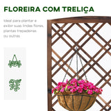 Floreira com Treliça de Madeira Caixa de Plantio com Suporte para Plantas Trepadeiras para Jardim varanda Pátio 60x30x122,5cm Marrom