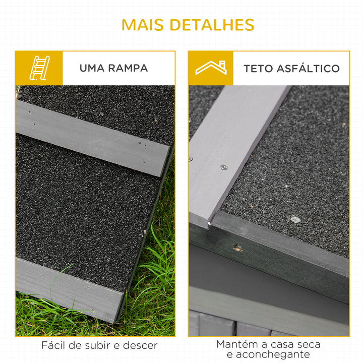 Casa para coelhos de madeira Casa exterior para coelhos Telhado dobrável e Tecido de Asfalto 150x52.5x68 cm Cinza