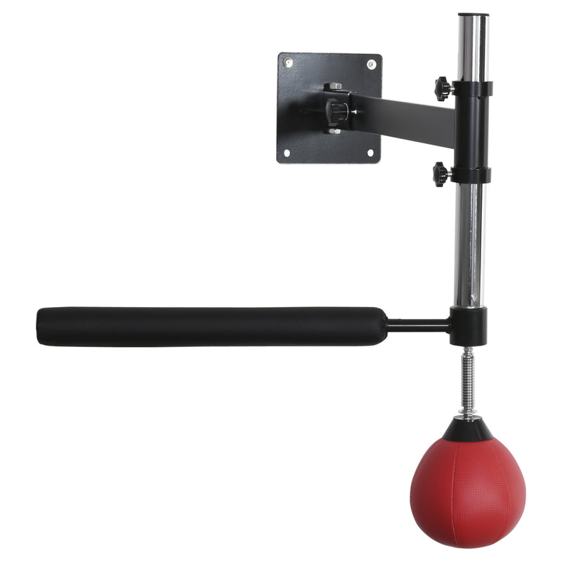 Bola de Velocidade de Boxe Montado na Parede Altura Ajustável com Barra Giratória e Inflador Puching Ball para Adultos e Adolecentes 79x72x20cm Preto e Vermelho