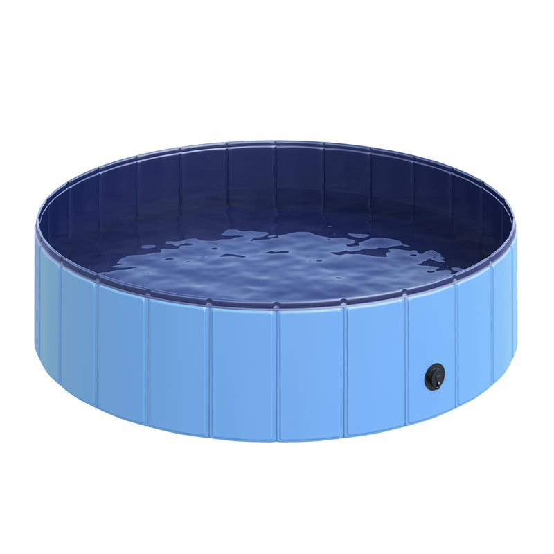 Piscina Dobrável para Cães Gatos Banheira Portátil para Animais de Estimação PVC Antiderrapante Múltiplo Uso para Interior e Exterior Ø120x30 cm Azul