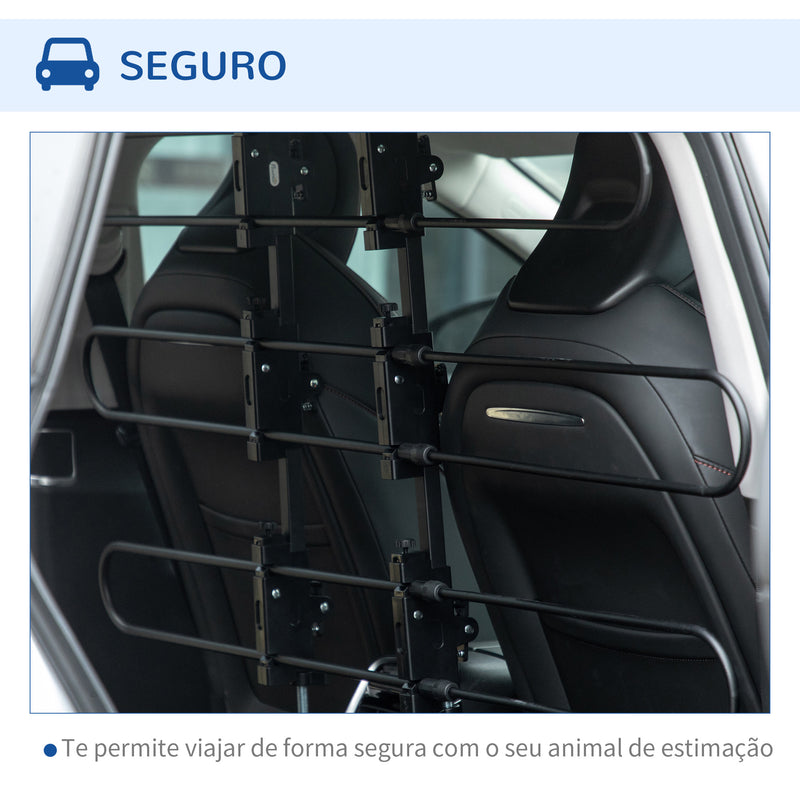 Grade de Segurança Carro para Cães Ajustável 150x9x76-124 cm Grade de Segurança Universal para Porta Malas para Carros Grade de Segurança de Aço Preto