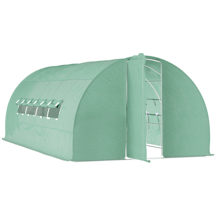 Estufa de Jardim e Quintal com 6 janelas para Cultivar Plantas e Verduras Coberta de PE 140g/? Material de Aço - 6x3x2m