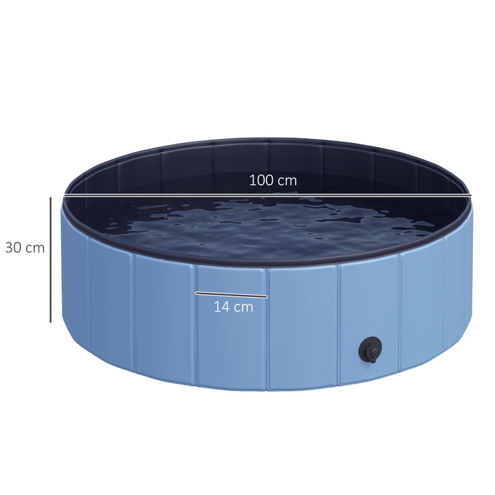 Piscina Dobrável para Cães Banheira para Animais de Estimação PVC Gatos Antiderrapante Resistente ao Desgaste Adequada para Interior e Exterior Ø100x30cm Azul