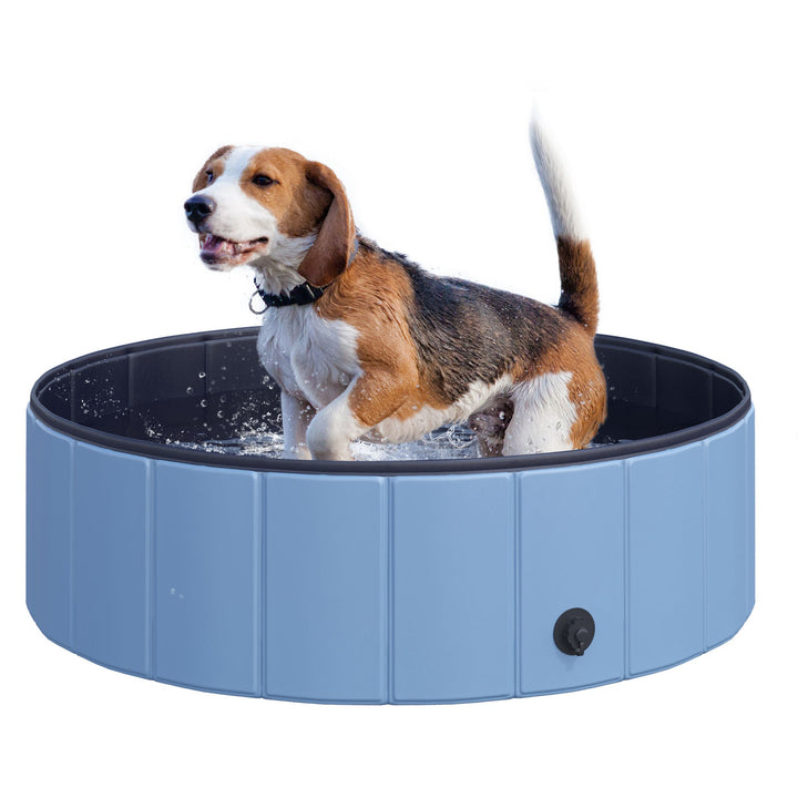 Piscina Dobrável para Cães Banheira para Animais de Estimação PVC Gatos Antiderrapante Resistente ao Desgaste Adequada para Interior e Exterior Ø100x30cm Azul