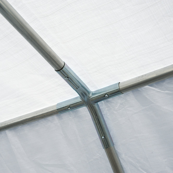 Tenda para Festas 8x4m Tenda de Jardim com 4 Paredes Laterais 8 Janelas para Festas Eventos Casamento Aço PE Branco