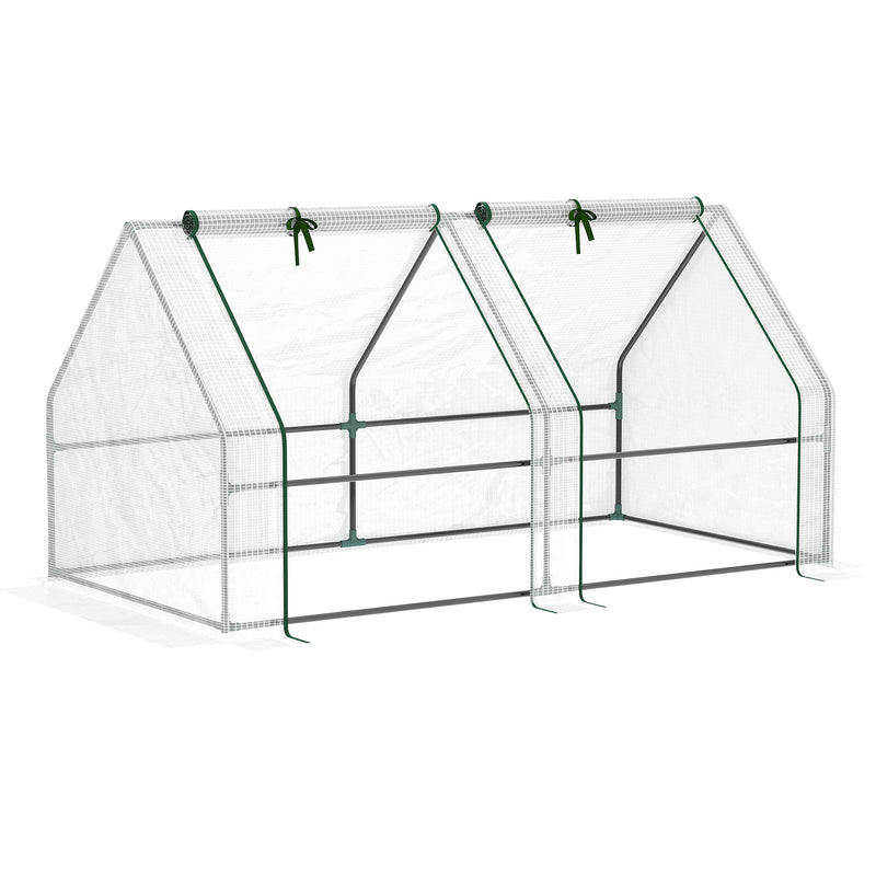 Estufa de Jardim Varanda 180x90x90 cm Tipo Casa Tubo de Aço com 2 Acessos Estufa Pequena para Cultivo de Plantas Branco