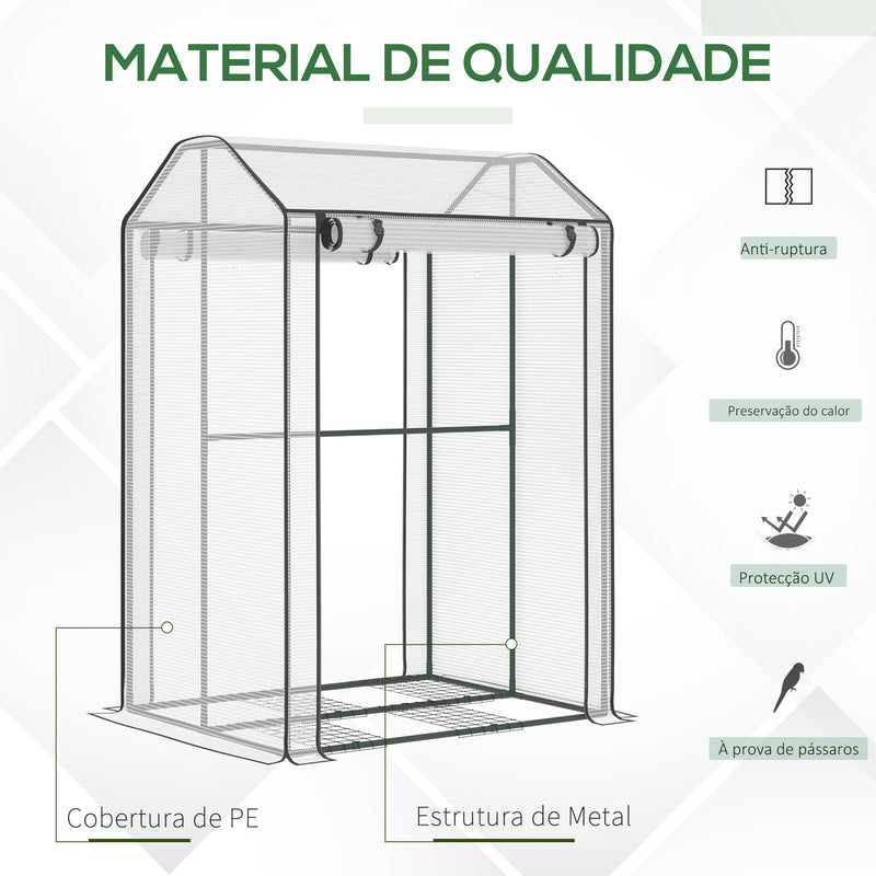 Estufa de Jardim Estufa com Porta Enrolável 8 Orifícios de Ventilação e Estrutura de Metal para Cultivo de Plantas 100x80x150cm Branco