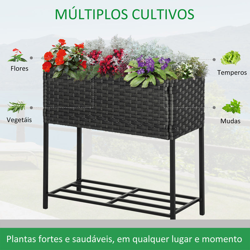 Floreira retangular para balcão com prateleira 70x30x72 cm