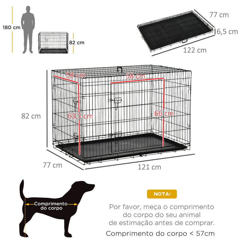 Transportadora Preta ABS, Aço 122x77x82 cm