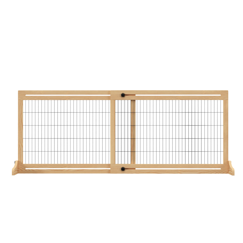 Barreira de Segurança para Cães de Madeira Extensível com Pés de Suporte Barreira de Proteção para Animais de Estimação para Portas Escada Corredor 104-183x36x69cm Natural