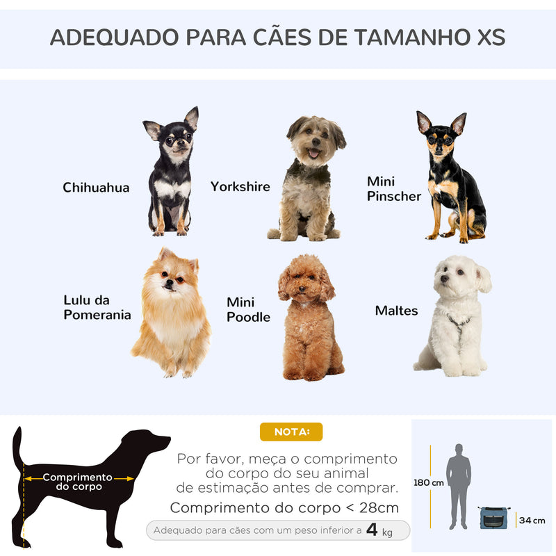 Transportadora para Cães e Gatos Bolsa Portátil e Dobrável para Animais de Estimação Transportadora com 3 Portas e Almofada Suave 48,5x34x34 cm Azul