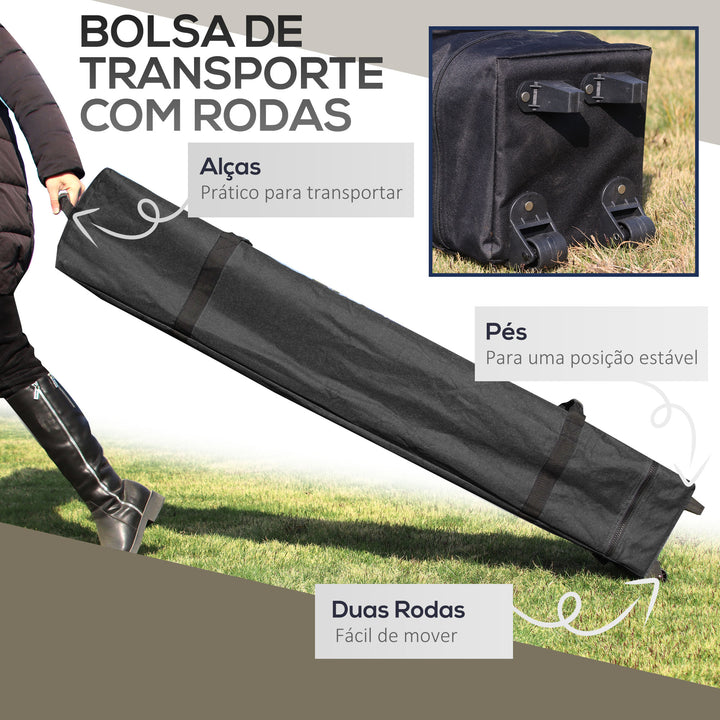 Tenda Dobrável Pop-UP 3,92x3,92x2,83m Tenda de Jardim com Altura Ajustável Proteção UV50+ Teto Duplo Rede Mosquiteira e Bolsa de Transporte com Rodas para Festas Campismo Bege