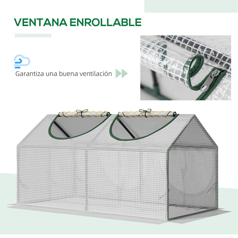 Estufa 119x60x60cm Estufa de Jardim com 2 Janelas Enroláveis para Cultivo de Plantas Verduras Flores Branco Translúcido