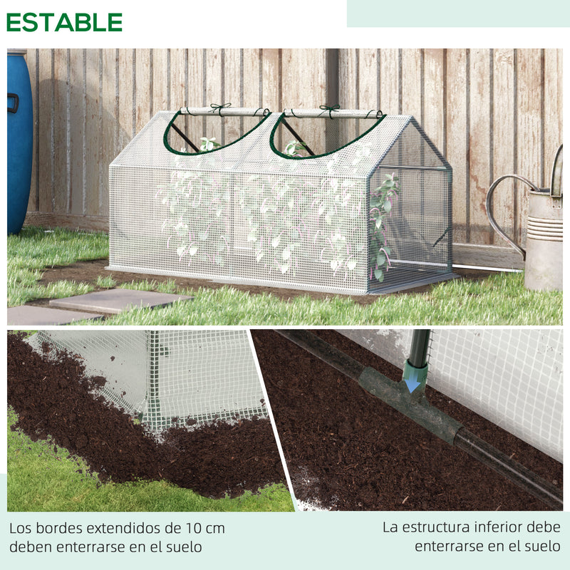 Estufa 119x60x60cm Estufa de Jardim com 2 Janelas Enroláveis para Cultivo de Plantas Verduras Flores Branco Translúcido