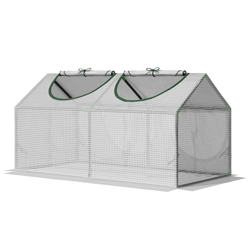 Estufa 119x60x60cm Estufa de Jardim com 2 Janelas Enroláveis para Cultivo de Plantas Verduras Flores Branco Translúcido