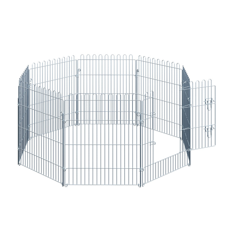 Parque para Animais de estimação com 8 Vedações 63x76 cm Prata