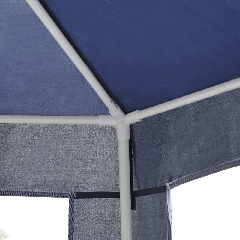 Tenda Hexagonal Tenda de Jardim com Rede Mosquiteira Portas com Zíper e Orifícios de Drenagem para Exterior Varanda 197x250 cm Azul