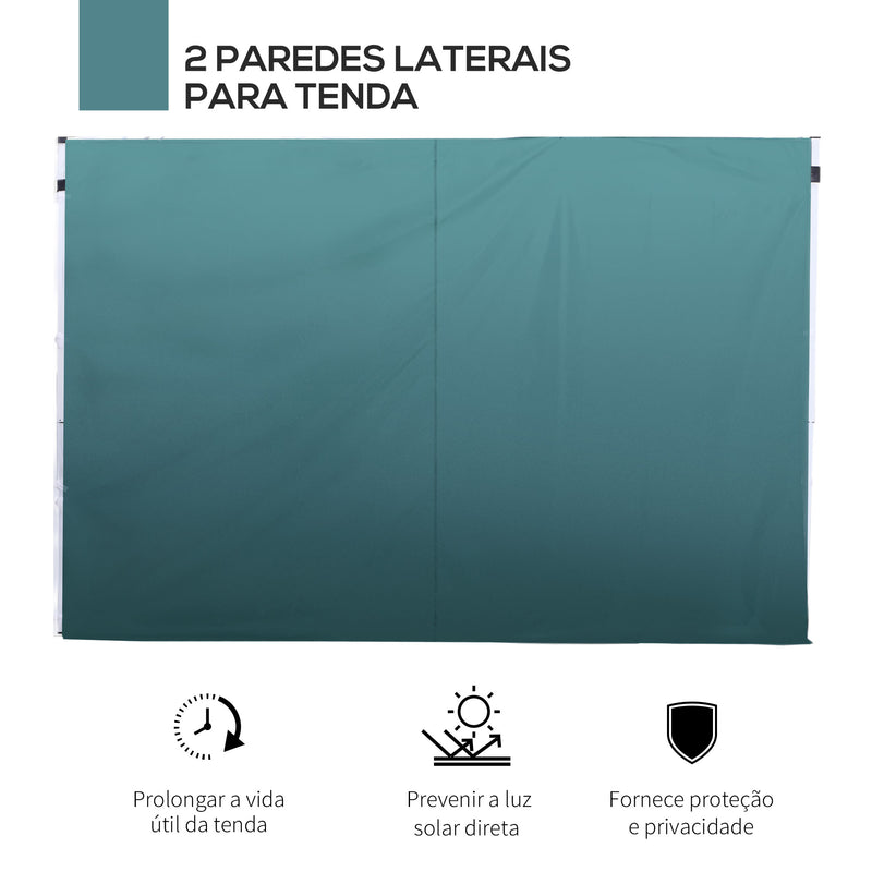 2 Paredes Laterais para Tenda 3x2 m Parede Lateral de Tecido Oxford com 2 Janelas Apto para tendas 3x3 m e 3x6 m Verde