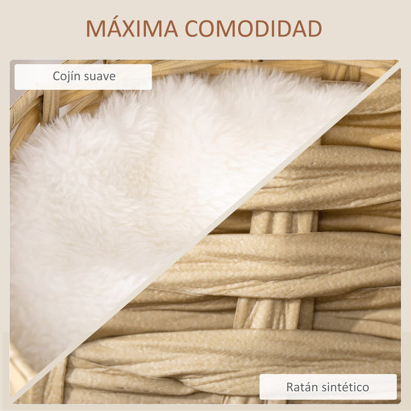 Árvore Arranhadora para Gatos de Vime Torre para Gatos Médios com Caverna 2 Camas Postes de Sisal Natural e Almofadas Laváveis de Pelúcia Suave Ø40,5x69 cm Natural