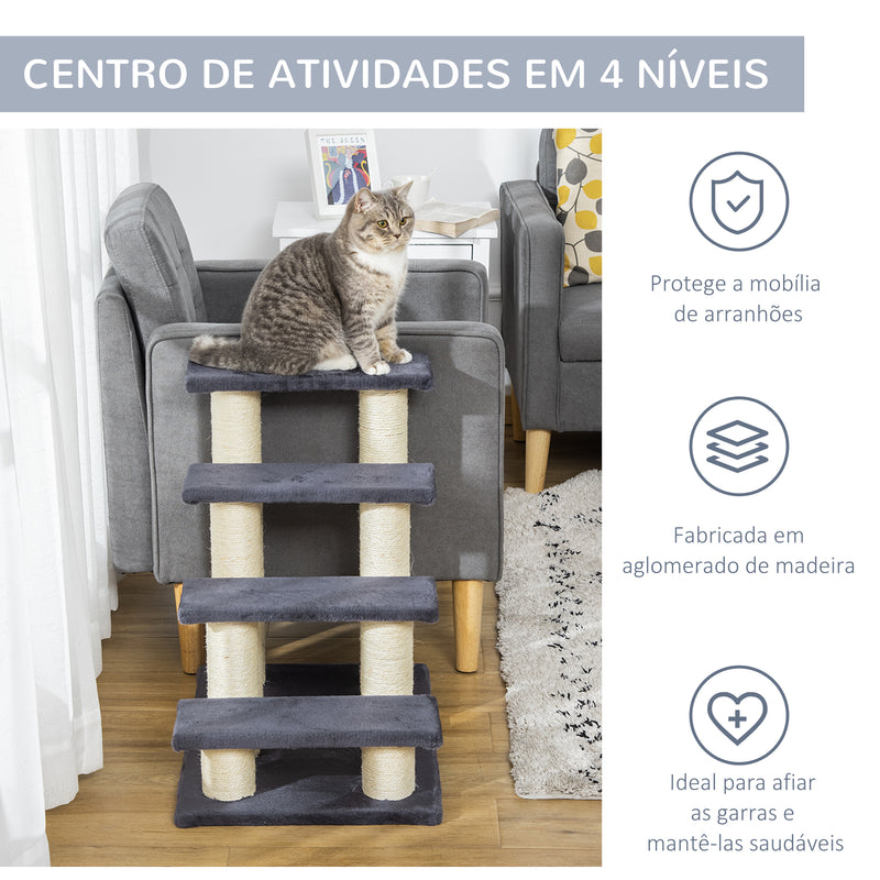 Escada para animais de estimação Capa de raspador de pelúcia macia estável 60x42x61 Cinza