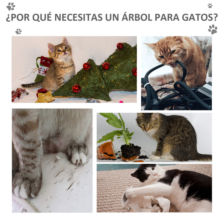 Árvore para gatos de 3 níveis com plataformas postes para arranhar caverna espaçosa almofadas removíveis 59x39x62 cinza