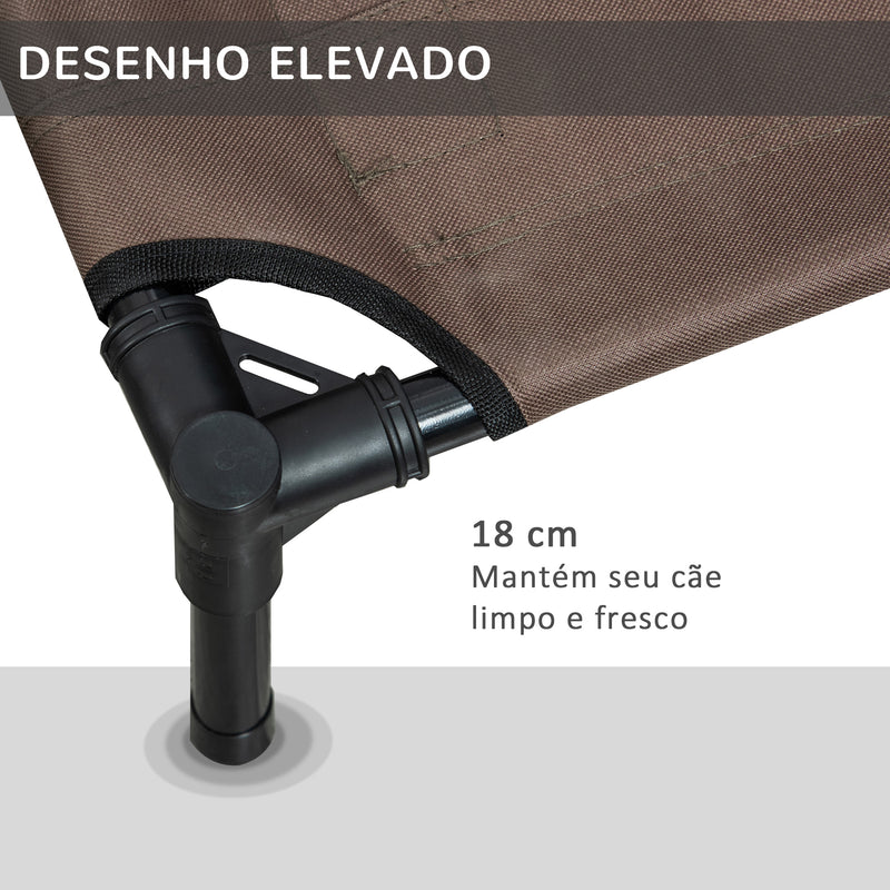 Cama para Animais de Estimação Cama Elevada para Cães Gatos Portátil Tecido Transpirável para Exterior Interior 76x61x18cm Marrom