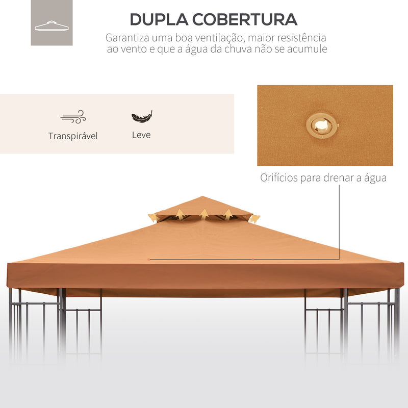 Toldo de Substituição 3x3m para Pérgolas Toldo de Substituição de Pérgolas de Jardim Terracota