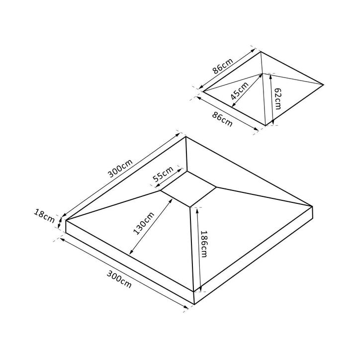 Toldo de Substituição 3x3m para Pérgolas Toldo de Substituição de Pérgolas de Jardim Terracota