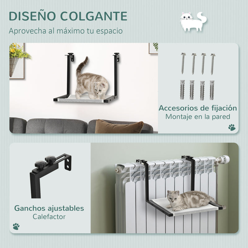 Rede para Gatos para Radiador com Gancho Ajustável Cama Suspensa de Tecido Removível Estrutura de Aço para Protetor de Lareira 42,5x54x34cm Preto e Bege