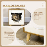 Casa de Madeira para Gatos Casa para Gatos Interior Caverna para Gatos com Almofada Lavável e Pés Elevados 34x34x44, cm Marrom