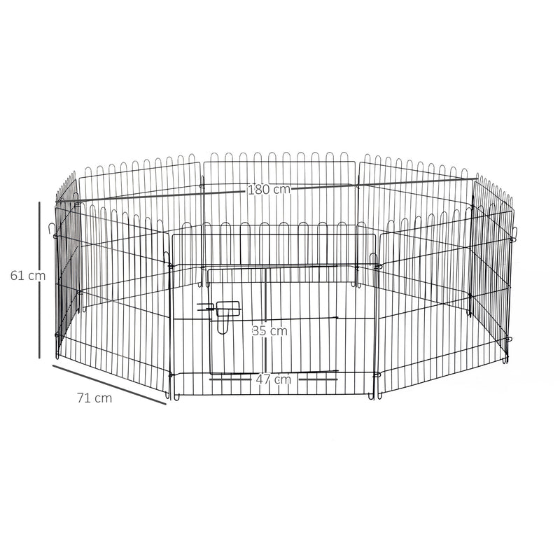 Parque para cães e outros animais de estimação com 8 vedações 71x61 cm Metal