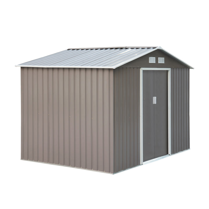 Barracão de Jardim Tipo Armário de Metal para Guardar Ferramentas 277x191x192cm Aço Cinzento