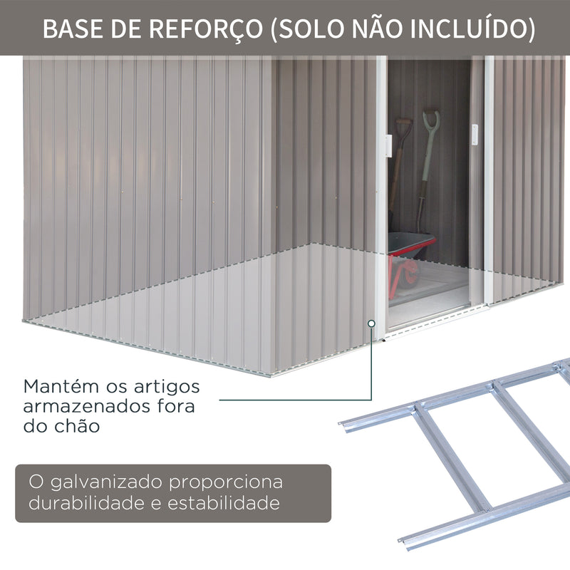 Barracão de Jardim Tipo Armário de Metal para Guardar Ferramentas 277x191x192cm Aço Cinzento