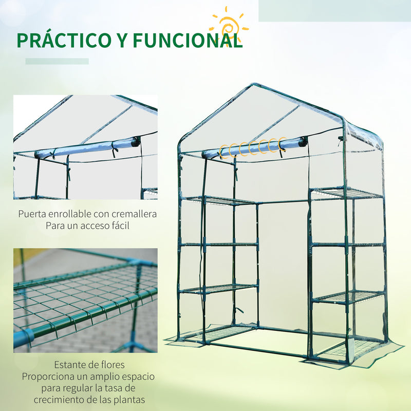 Estufa de jardim Cabana para colheitas Plantas Tomates Flores 143x73x195cm Tampa de tubo de aço PVC