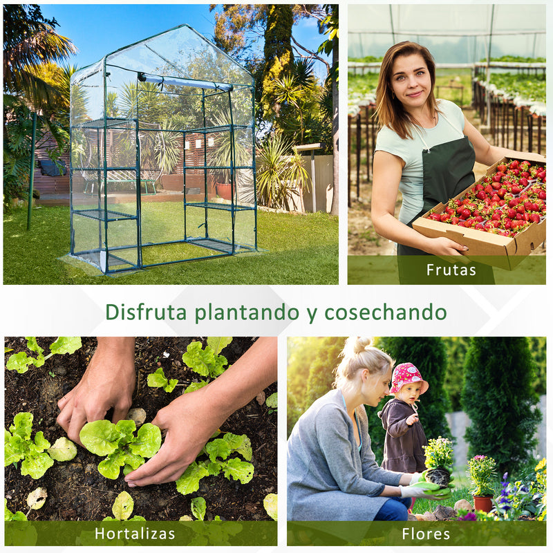 Estufa de jardim Cabana para colheitas Plantas Tomates Flores 143x73x195cm Tampa de tubo de aço PVC