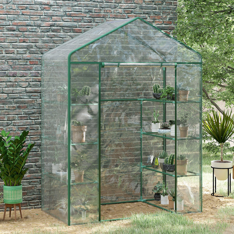 Estufa de jardim Cabana para colheitas Plantas Tomates Flores 143x73x195cm Tampa de tubo de aço PVC