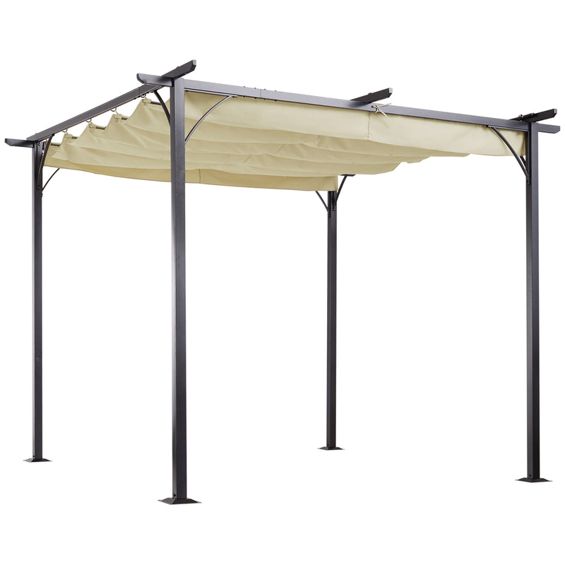 Gazebo com telhado retrátil Pergola para jardim com terraço ou pátio Gazebo com Tecido de Poliéster Resistente à Água e UV 3x3m