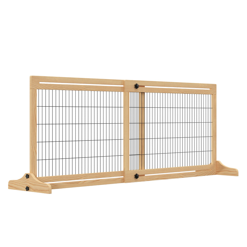 Barreira de Segurança para Cães de Madeira Extensível com Pés de Suporte Barreira de Proteção para Animais de Estimação para Portas Escada Corredor 104-183x36x69cm Natural