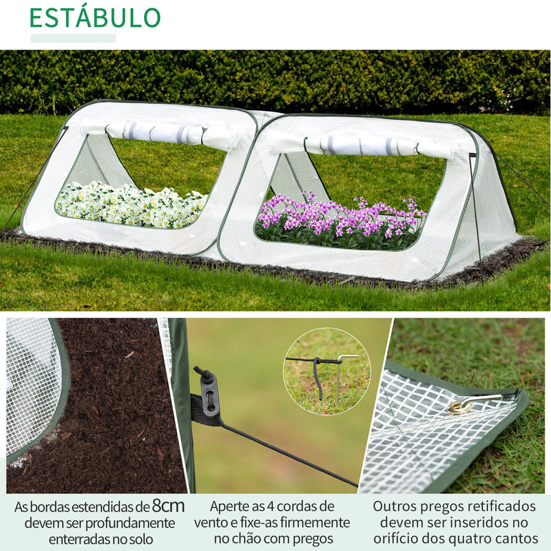 Estufa de jardim Pop-up com 4 portas portátil bolsa de transporte para plantas Flores Aço 240x120x75 cm Branco