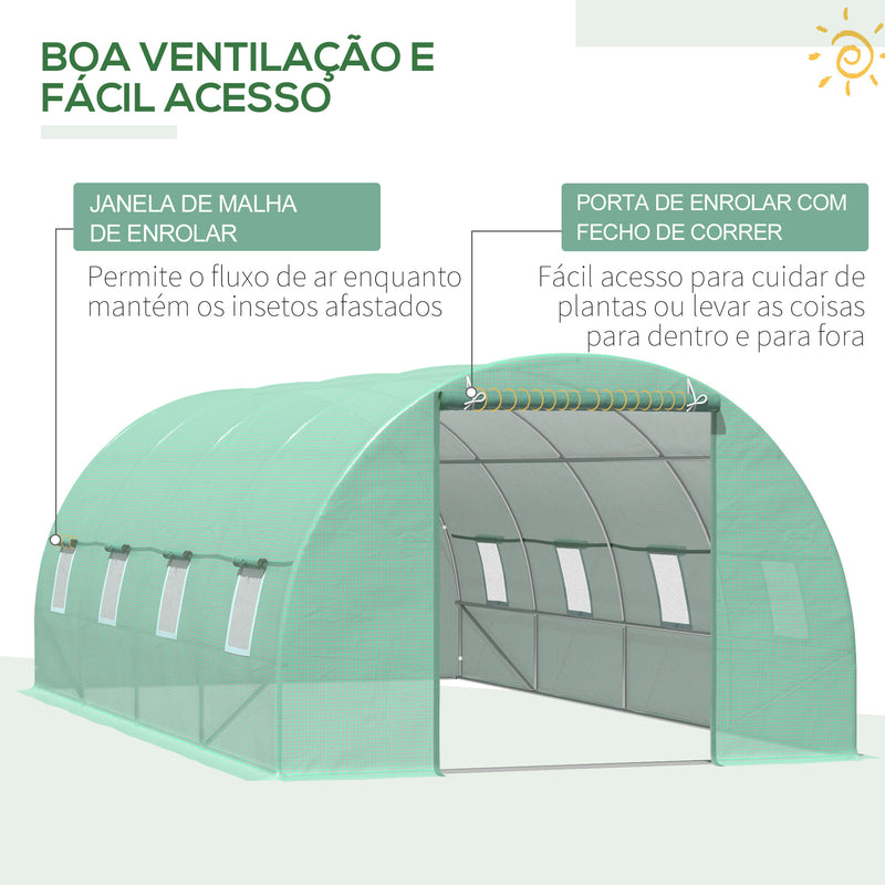 Outsunny Estufa de Jardim para Planta - Cor: Verde - Aço e Polietileno - 6 x 3 x 2 m