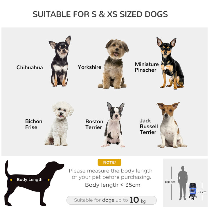 Carrinho Dobrável para animais de Estimação Cão ou Gato Carrinho com Rodas 360º - cor Azul - 75x45x97 cm