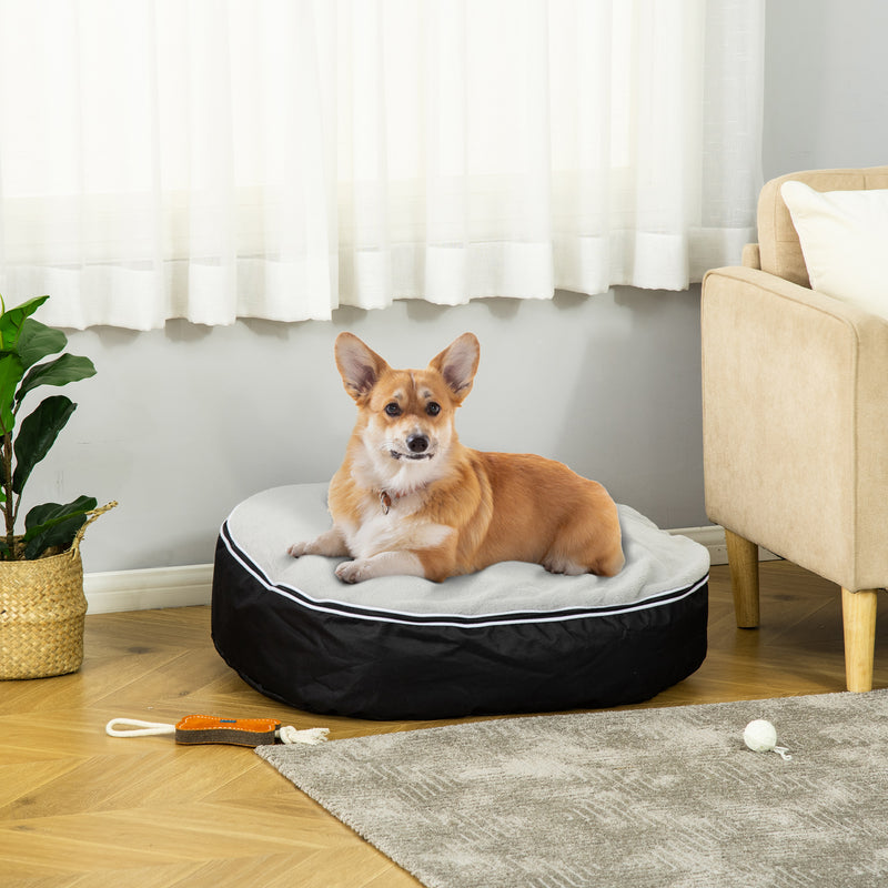 Cama para Cães e Gatos Lavável com Capa Removível Almofada para Cães de Tamanho Mediano Tecido de Oxford e Pelúcia Suave 80x72x18cm Cinza e Preto