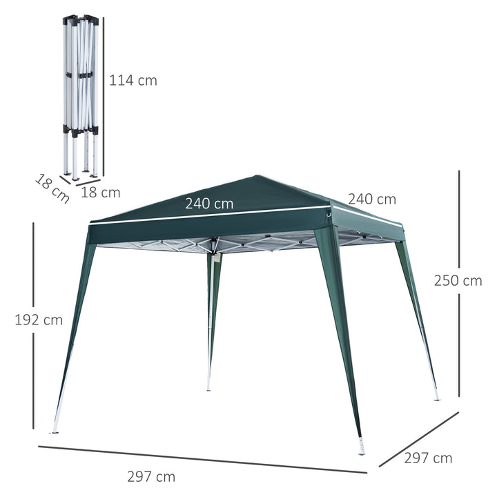 Tenda Dobrável 297x297x250 cm Tenda para Jardim Campismo Festas Eventos Aço e Oxford Verde