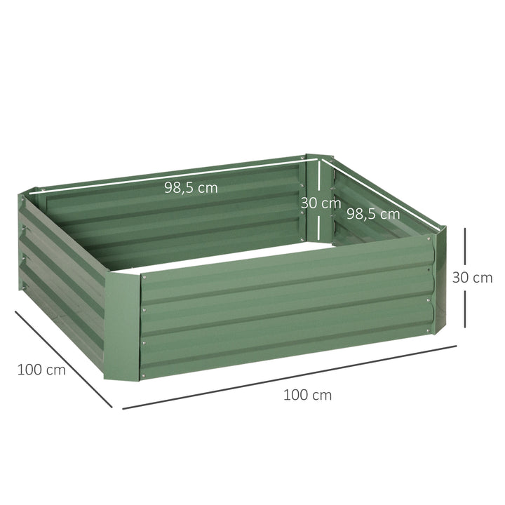 Conjunto de 2 Caixas de Plantio de Aço Caixa de Plantio Quadrada para Cultivos de Plantas Flores Pátio Exterior 100x100x30cm Verde