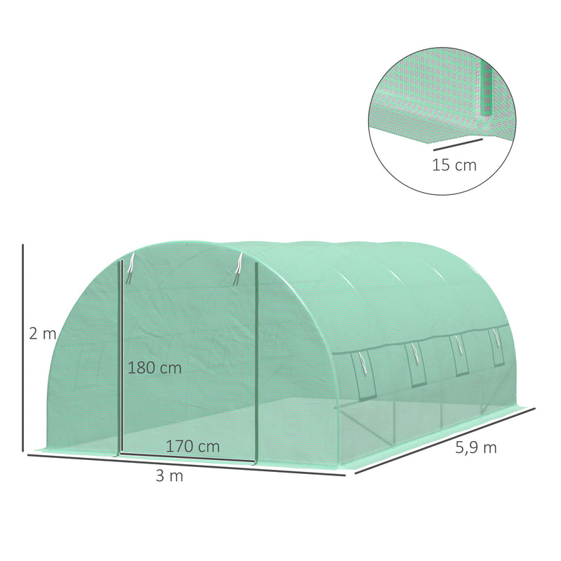 Outsunny Estufa de Jardim para Planta - Cor: Verde - Aço e Polietileno - 6 x 3 x 2 m